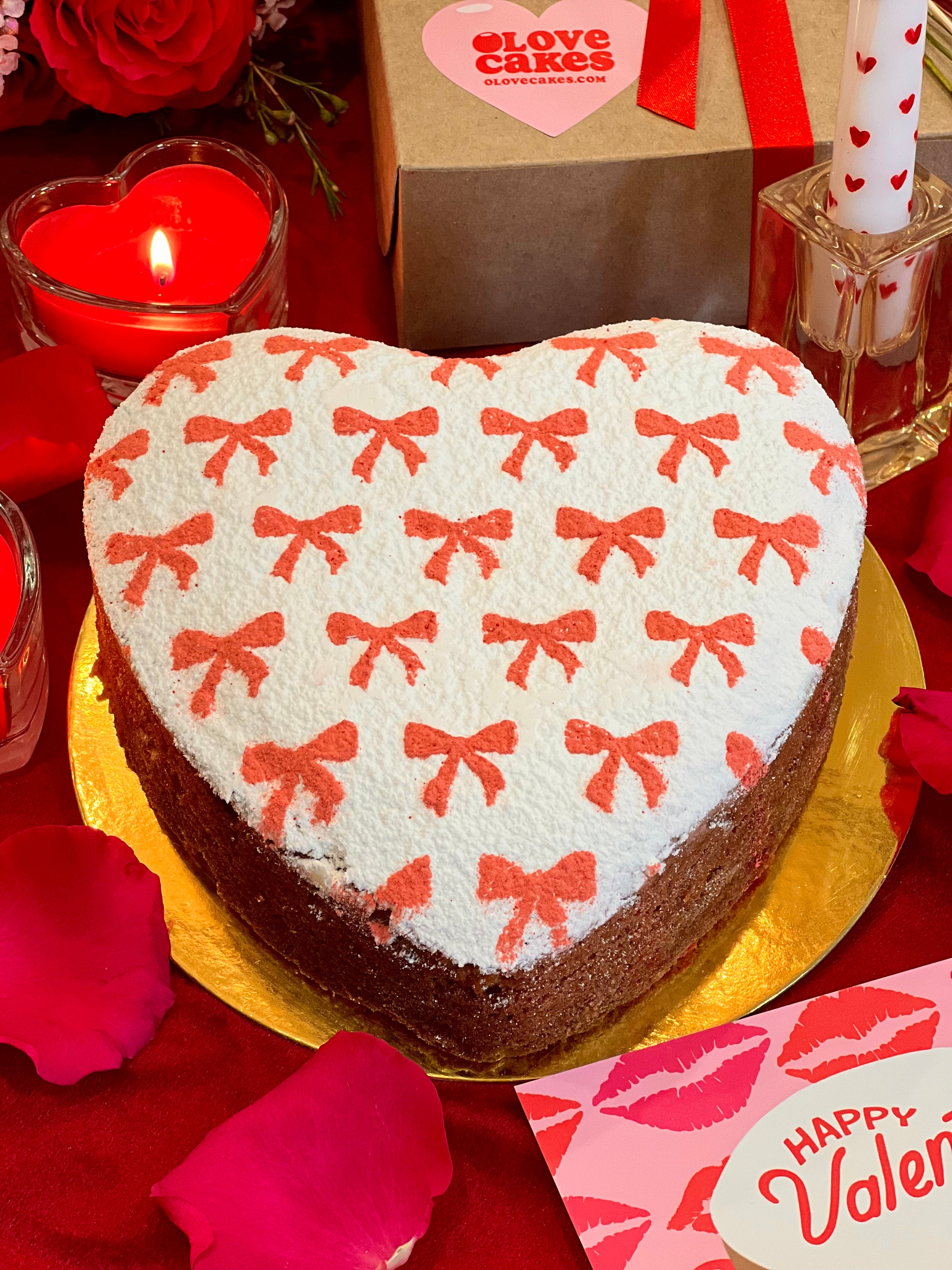 Heart Shaped Cake - Bows All Over